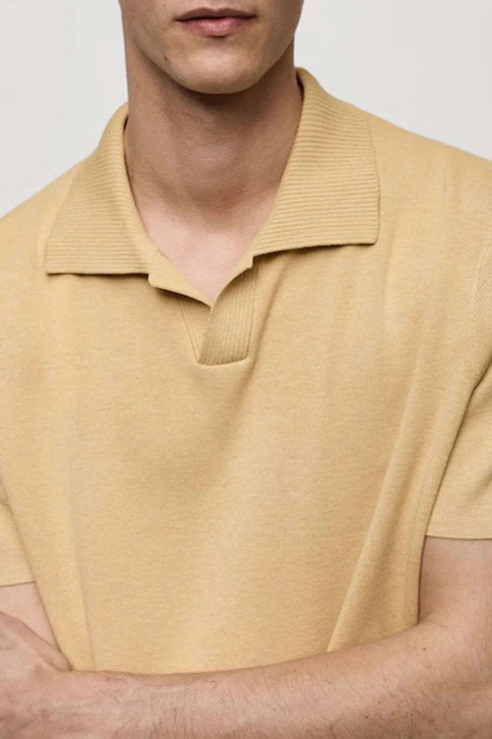 Textured knitted cotton polo shirt