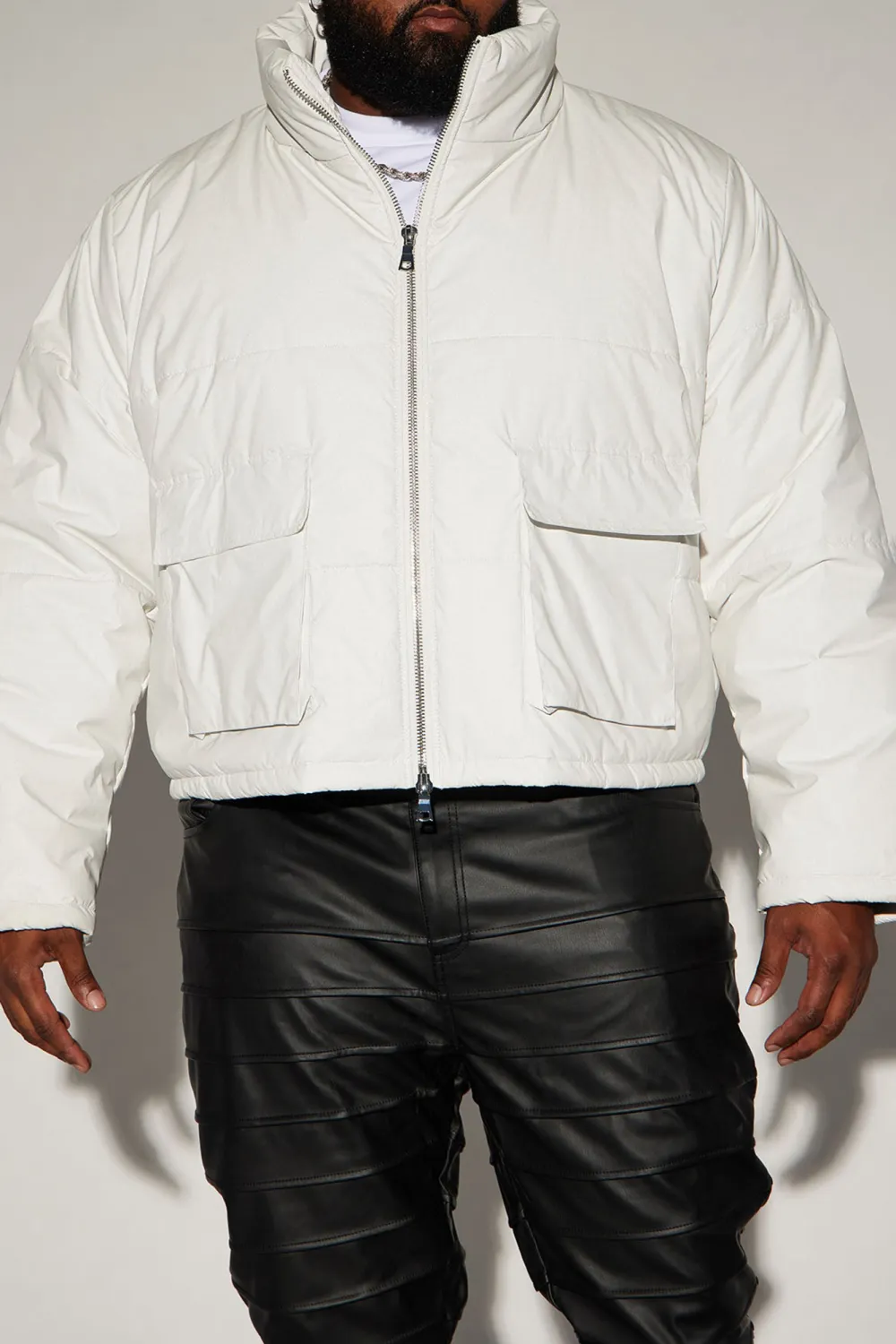 Baxter Light Weight Cropped Puffer - Whitecombo