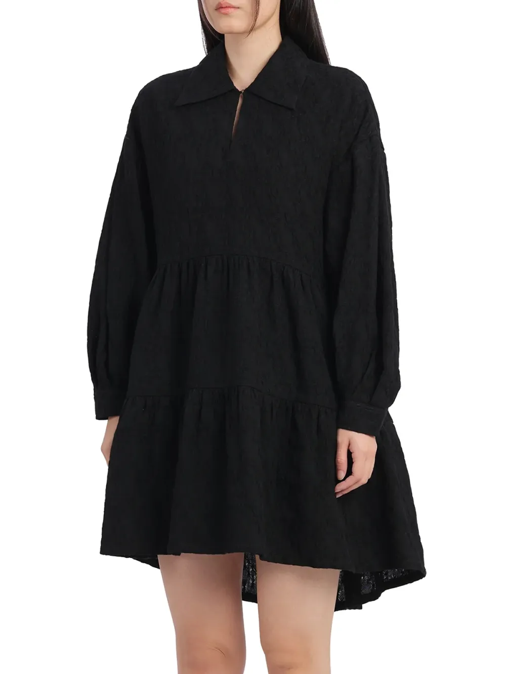 Pleated Sleeves Dress