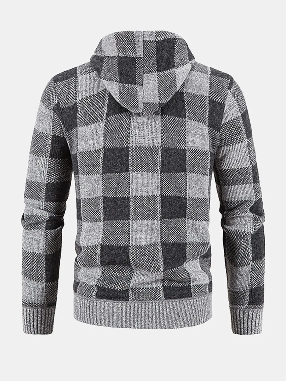 Plaid Zip Up Hooded Sweater