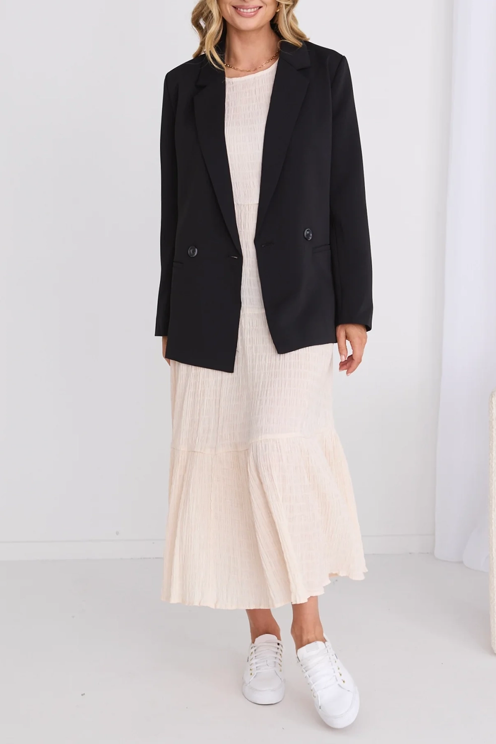 Mason Black Crepe Boyfriend Blazer