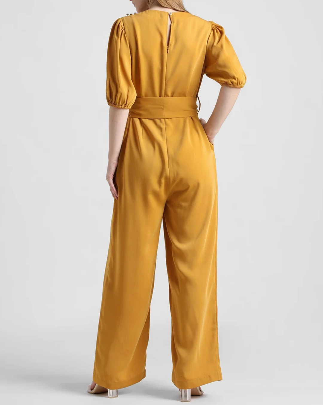 Yellow Tie-Up Belt Jumpsuit