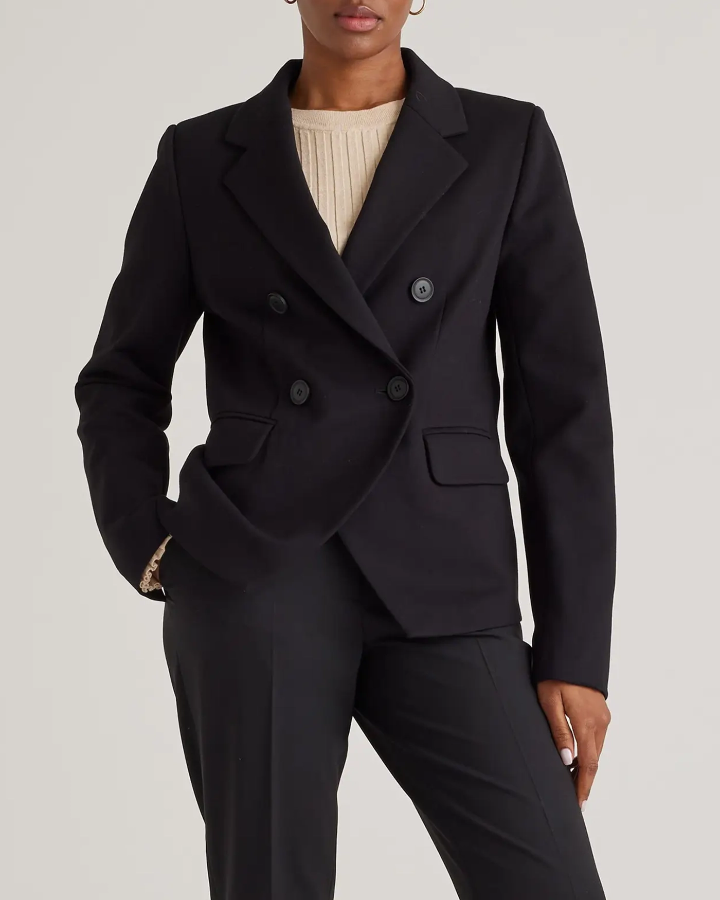 Ultra-Stretch Ponte Double Breasted Blazer