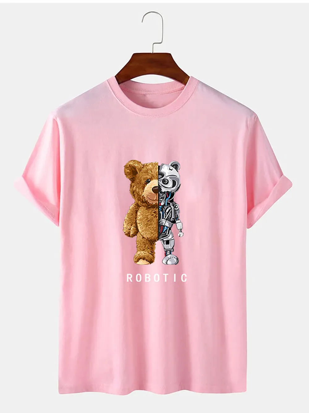 Robot Bear Funny Graphic Cotton T-Shirts