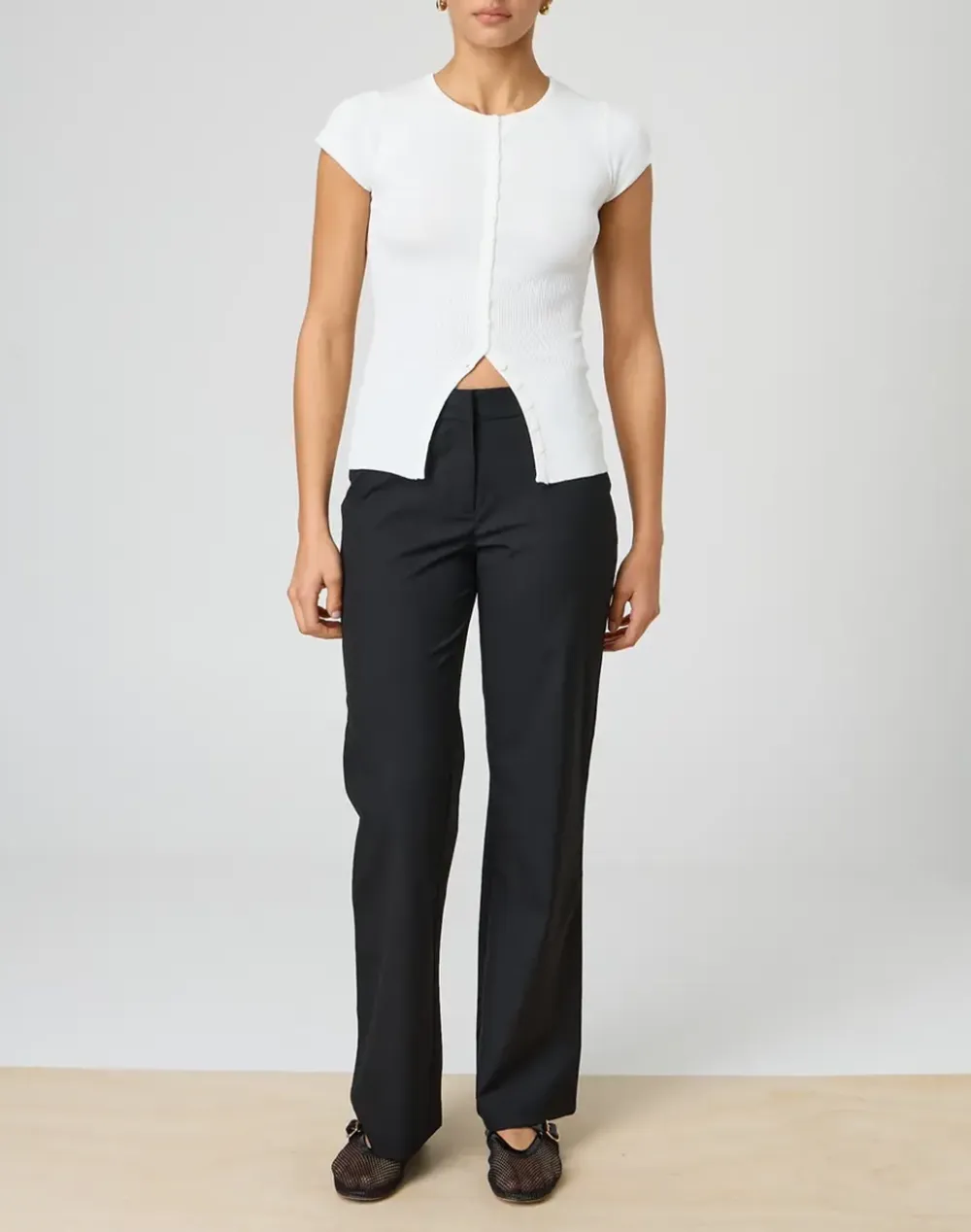 Mid Rise Straight Leg Pant