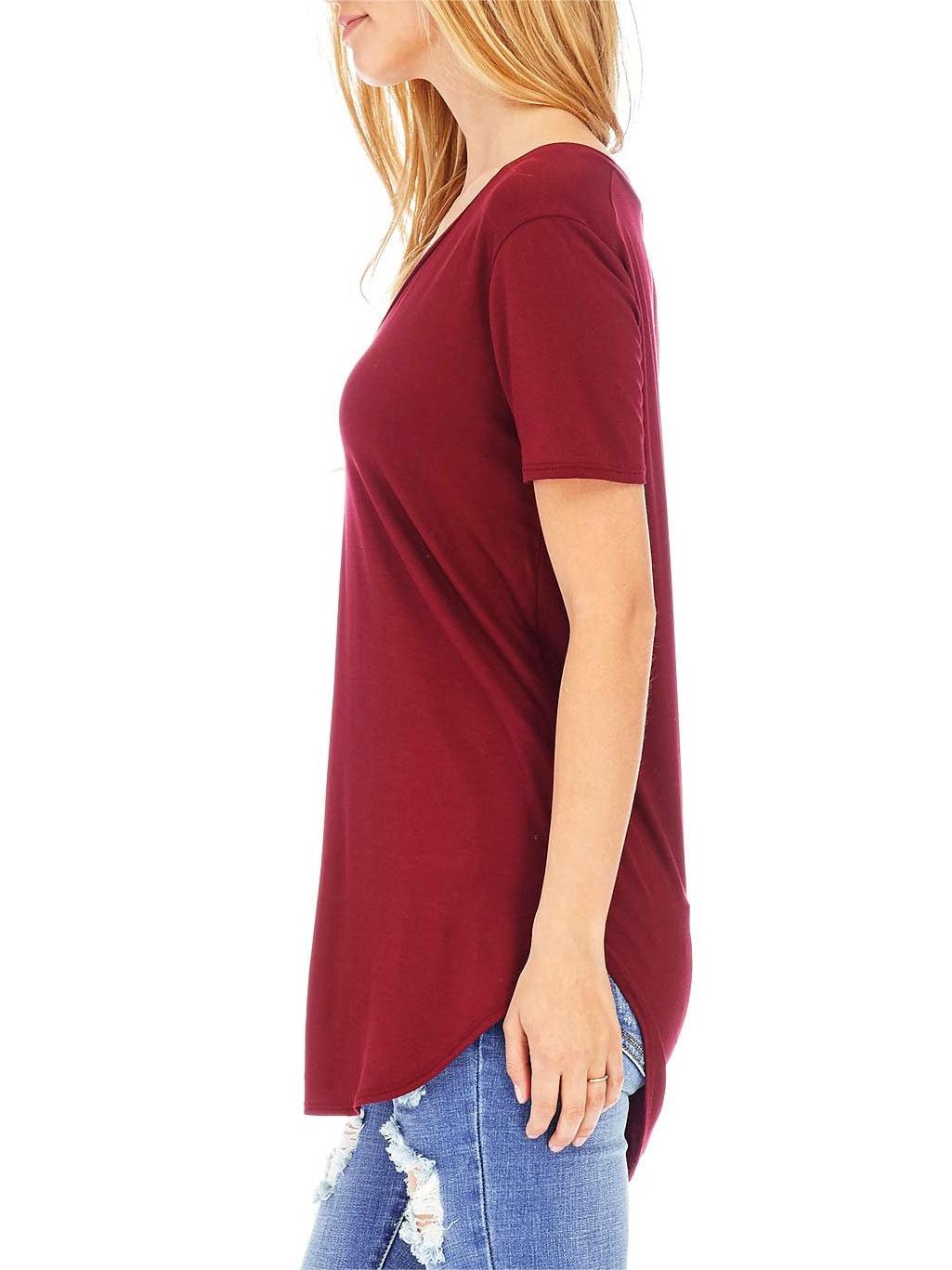 Round Hem V-Neck Tee