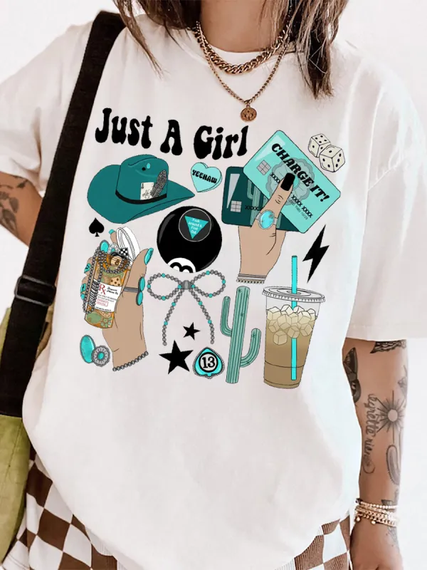 just a girl Doodle Graphic T-shirt