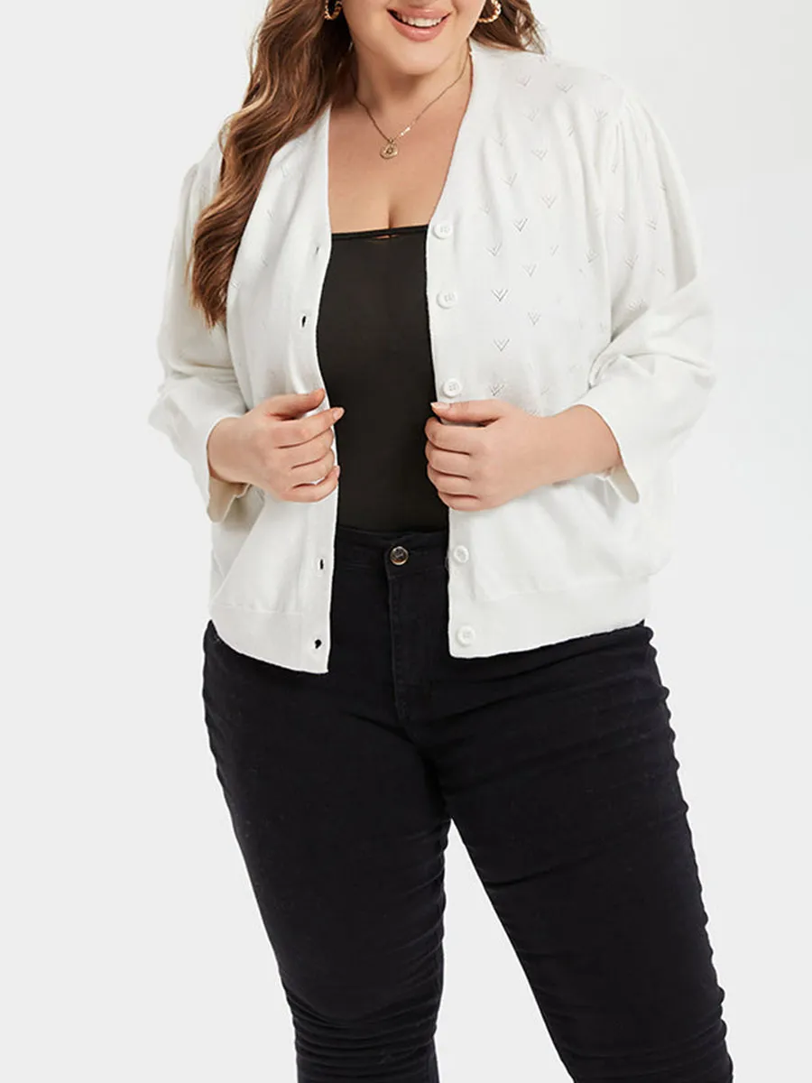 Pointelle Knit Button Front Cardigan