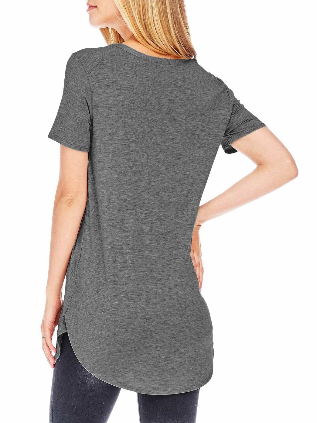 Round Hem V-Neck Tee