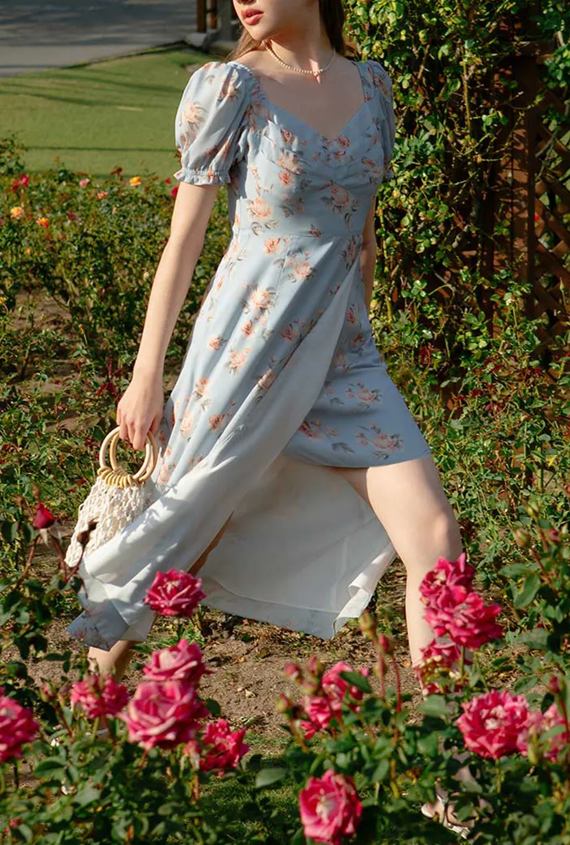 Medora Dress - Blue Floral