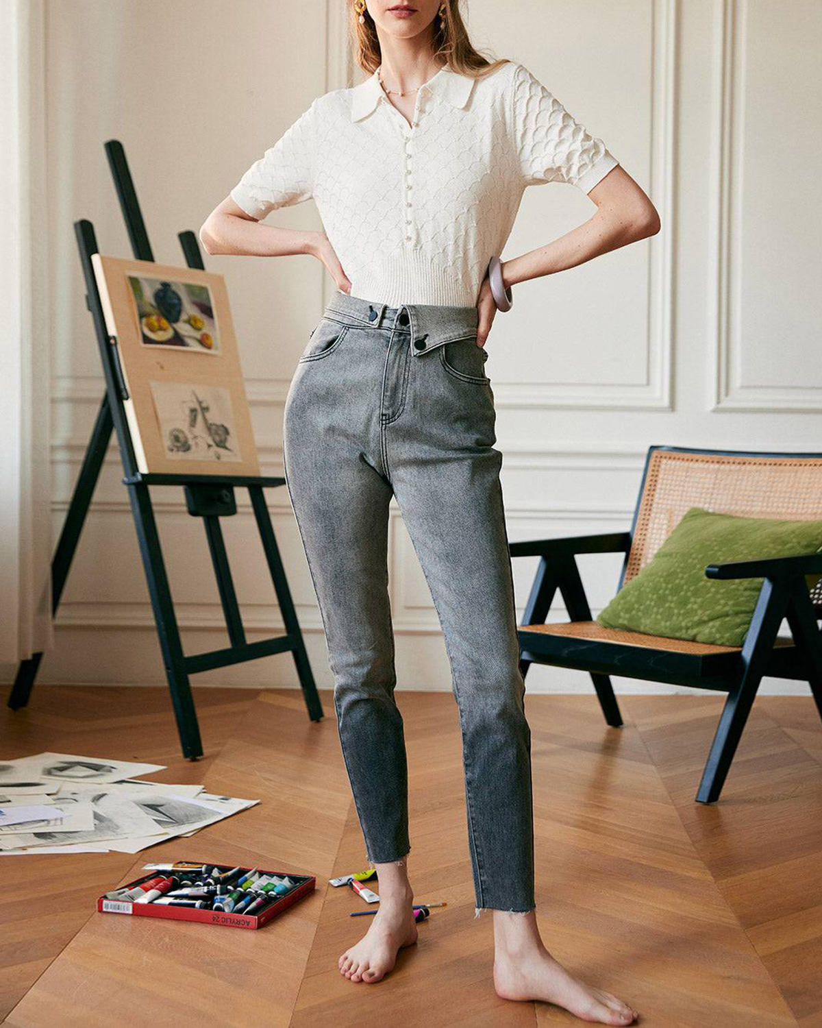 Ombre Asymmetrical Jeans