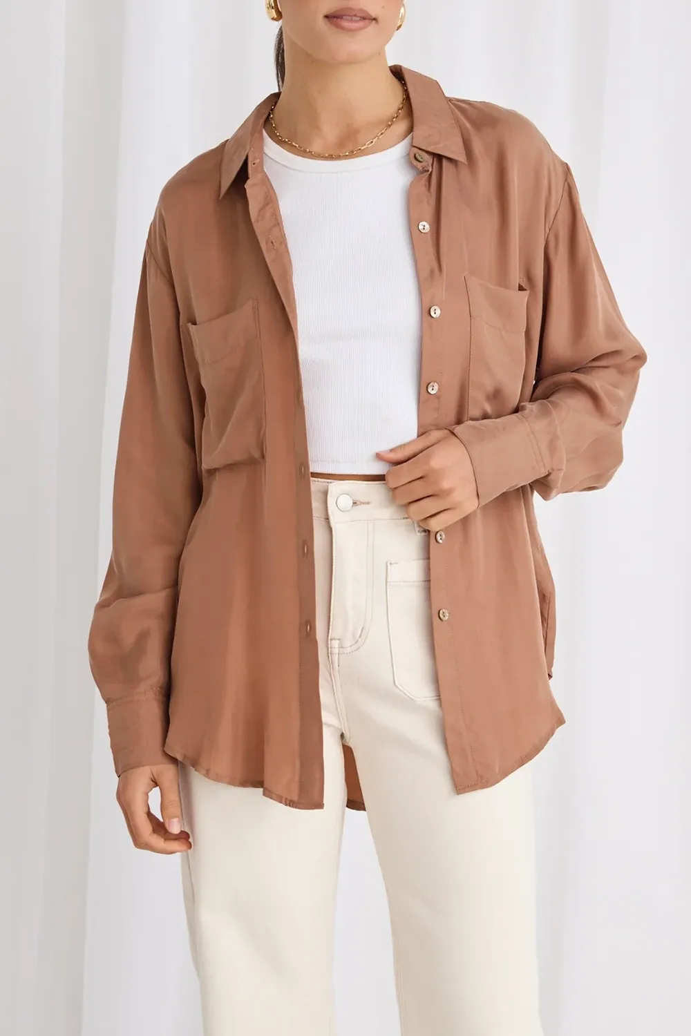 Tidal Mocha Luxury Blend Oversized Shirt