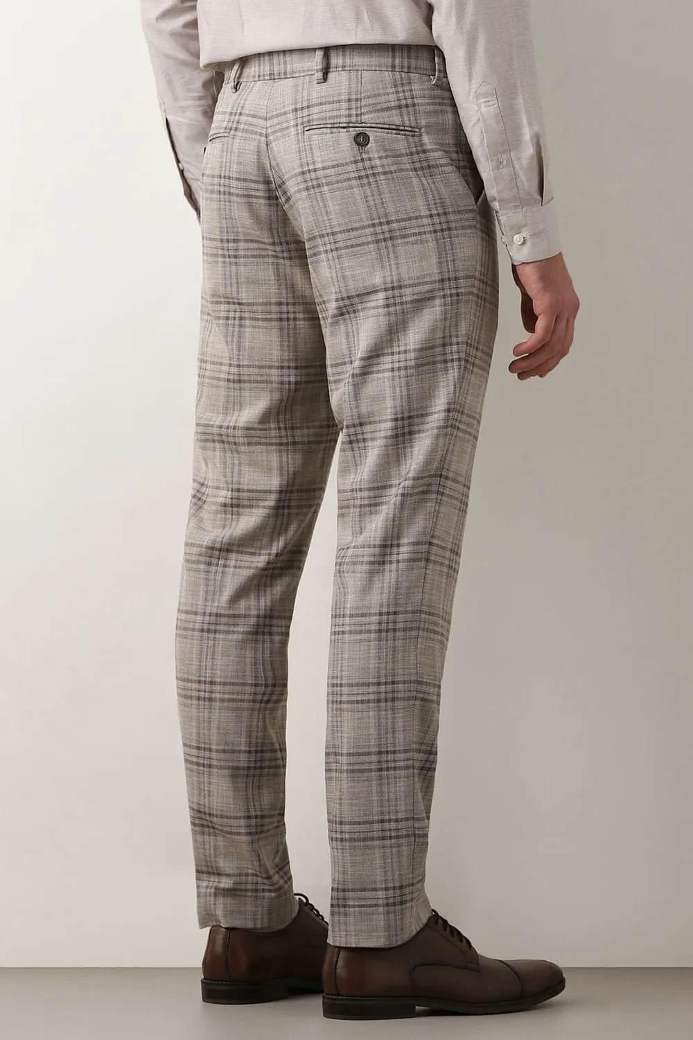 Light Brown Check Suit-Set Blazer