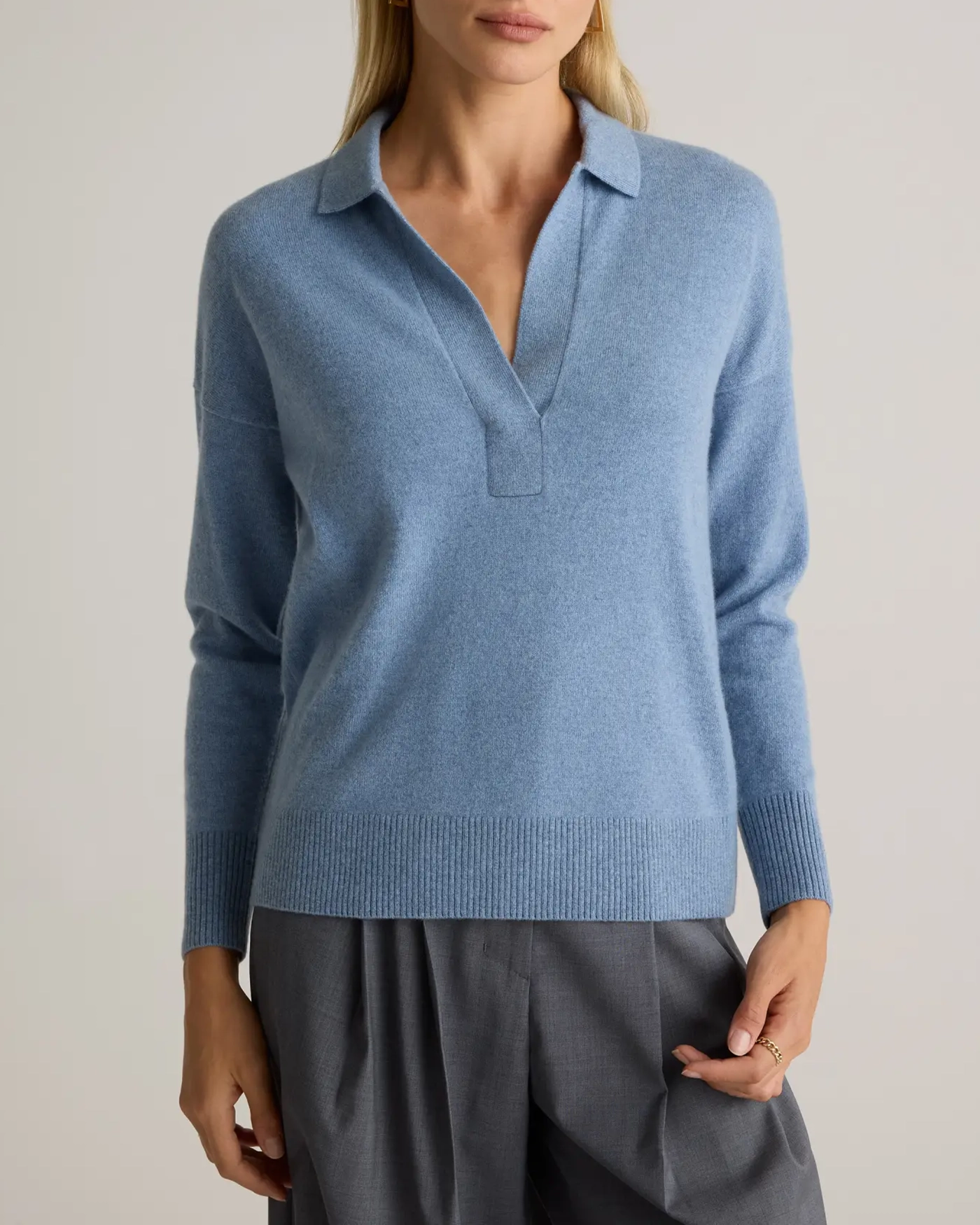 Mongolian Cashmere Polo Sweater