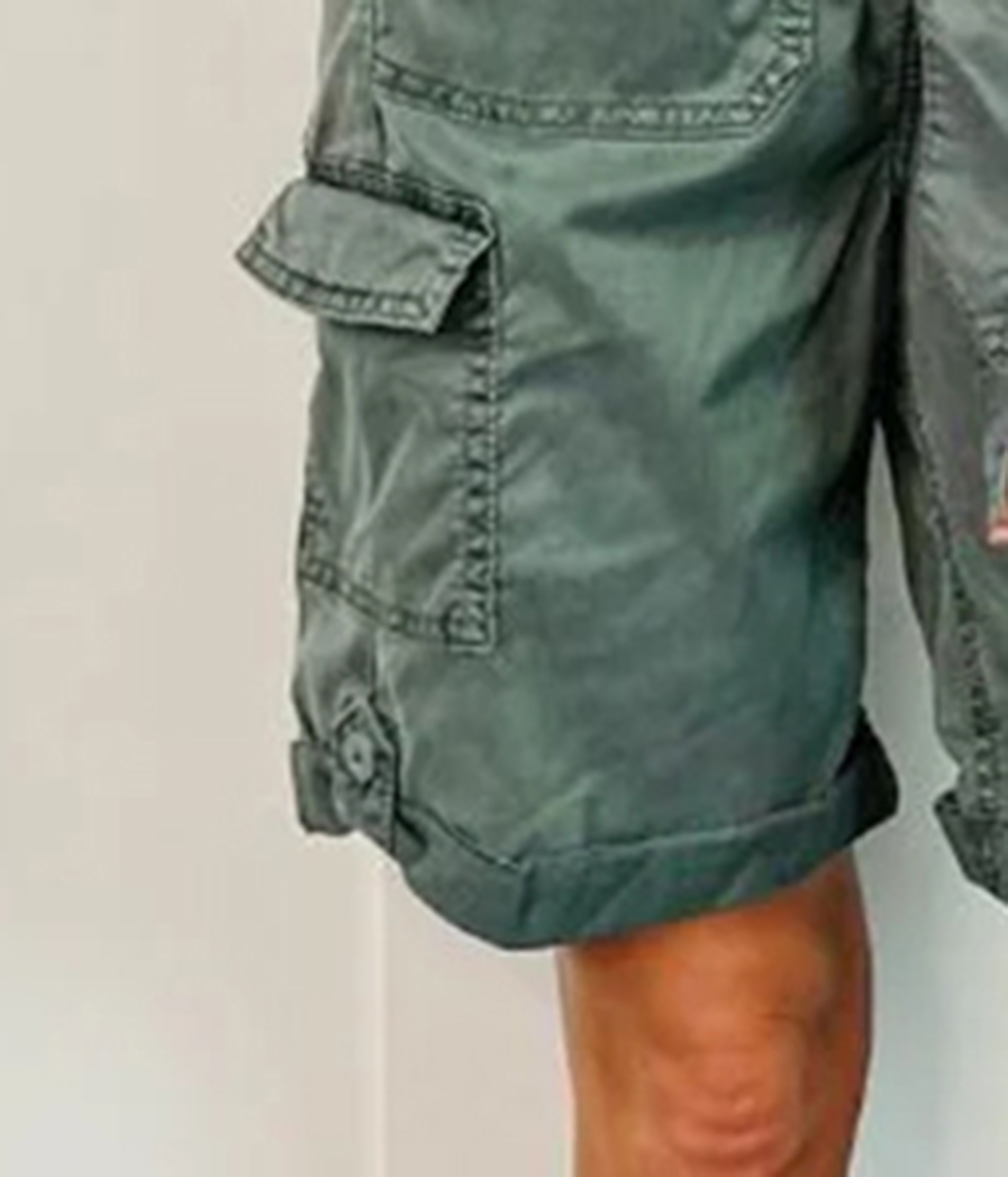 Khaki Long Cargo Shorts