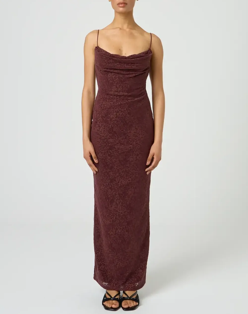 Cowl Neck Open Back Maxi Dress