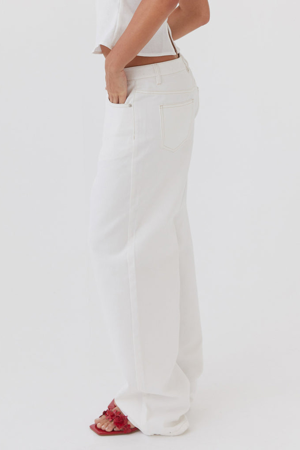 Keanna Low Rise Denim Jeans - Ivory