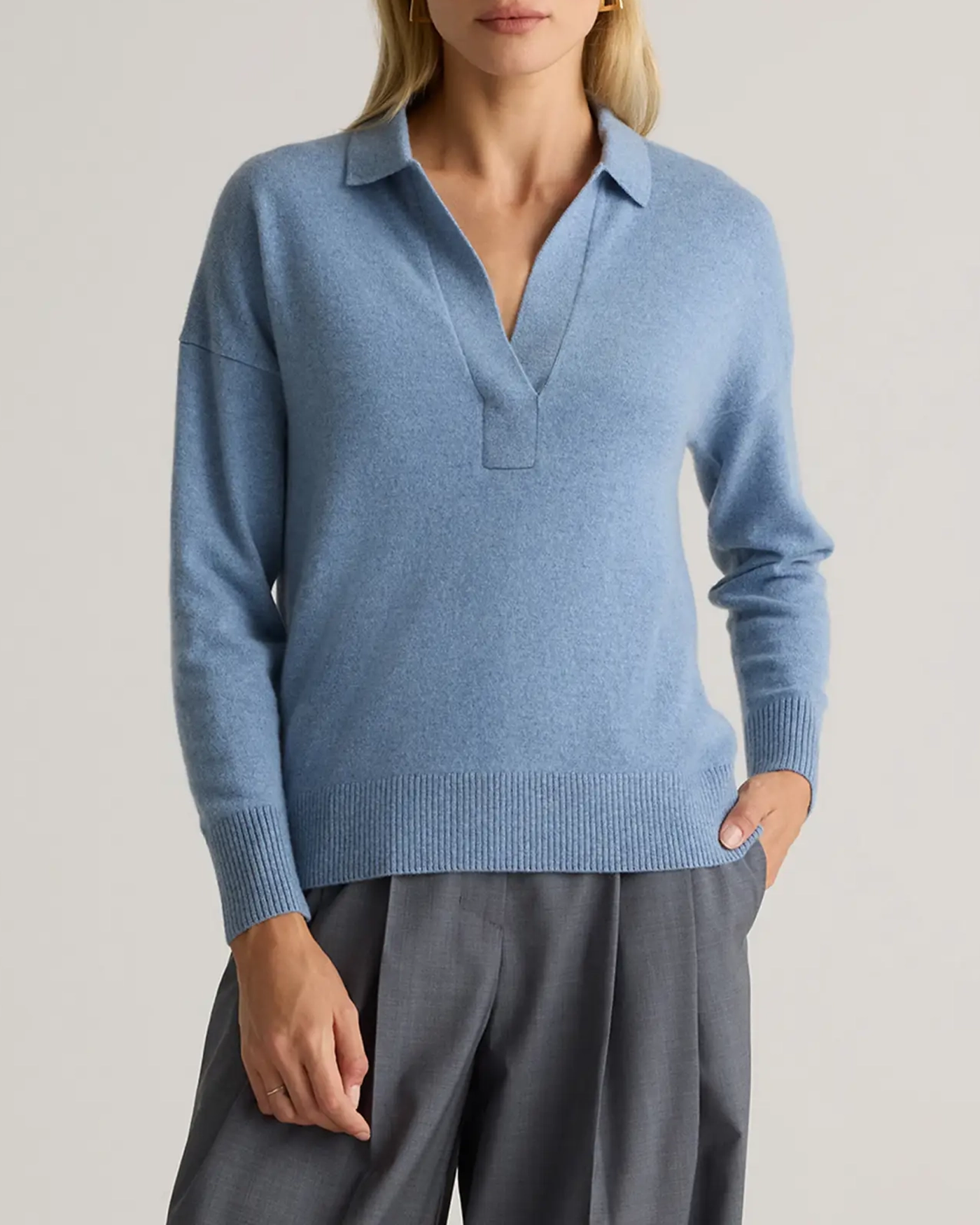 Mongolian Cashmere Polo Sweater