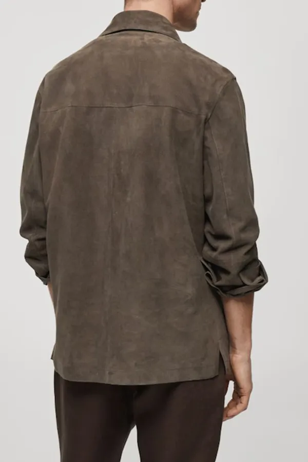 Suede leather jacket with pockets