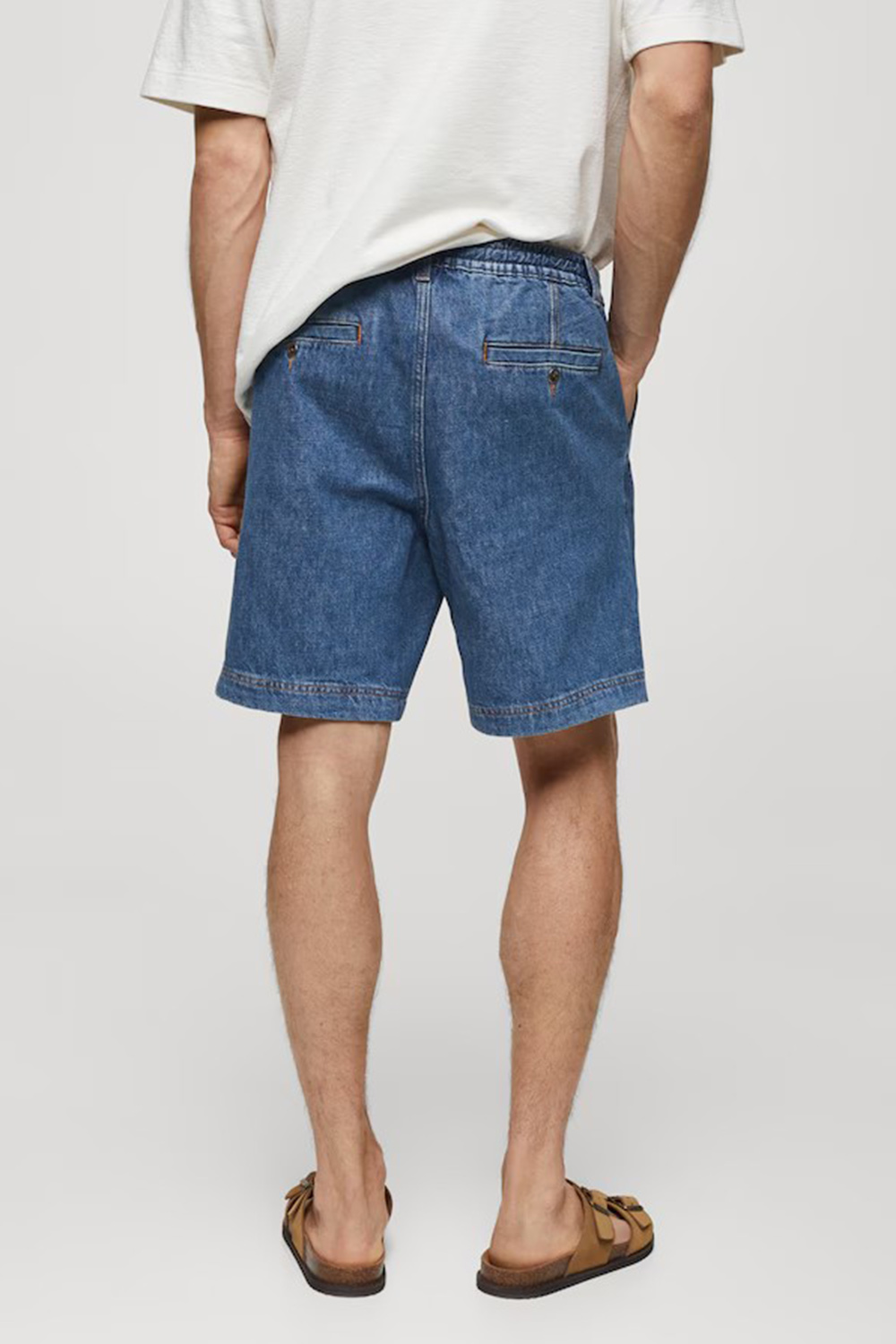 Denim bermuda shorts with drawstring