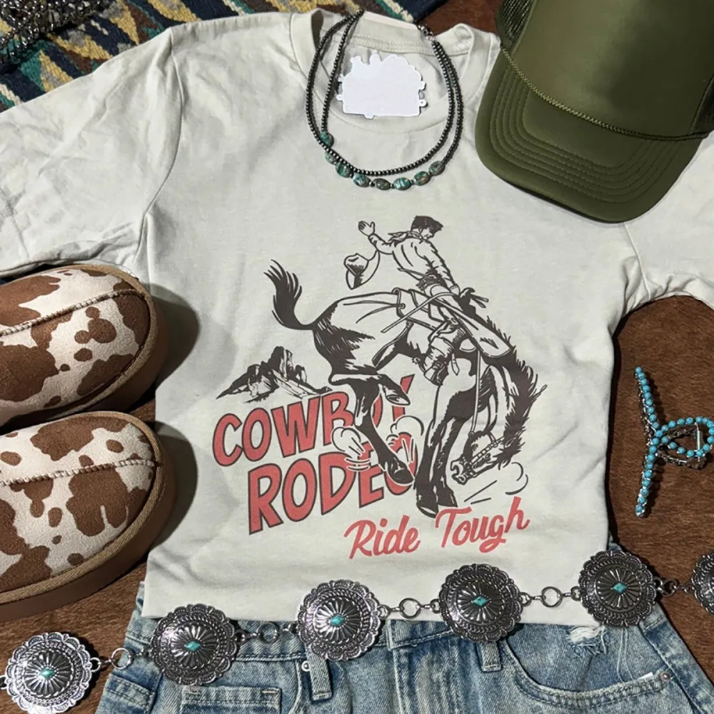 Ride Tough Cowboy Rodeo Graphic Tee