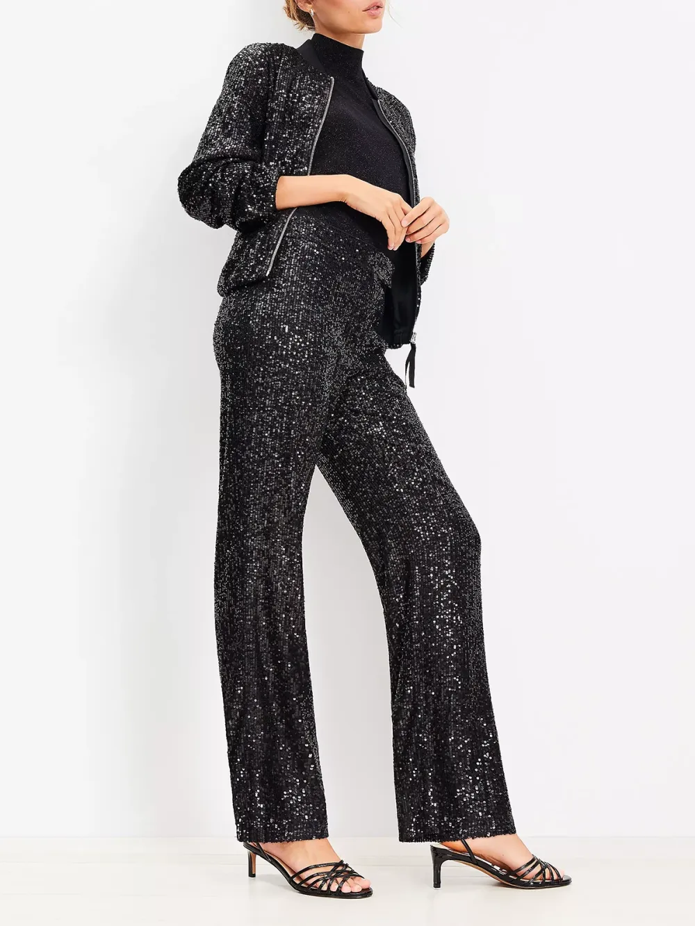 Sequin Straight Pants