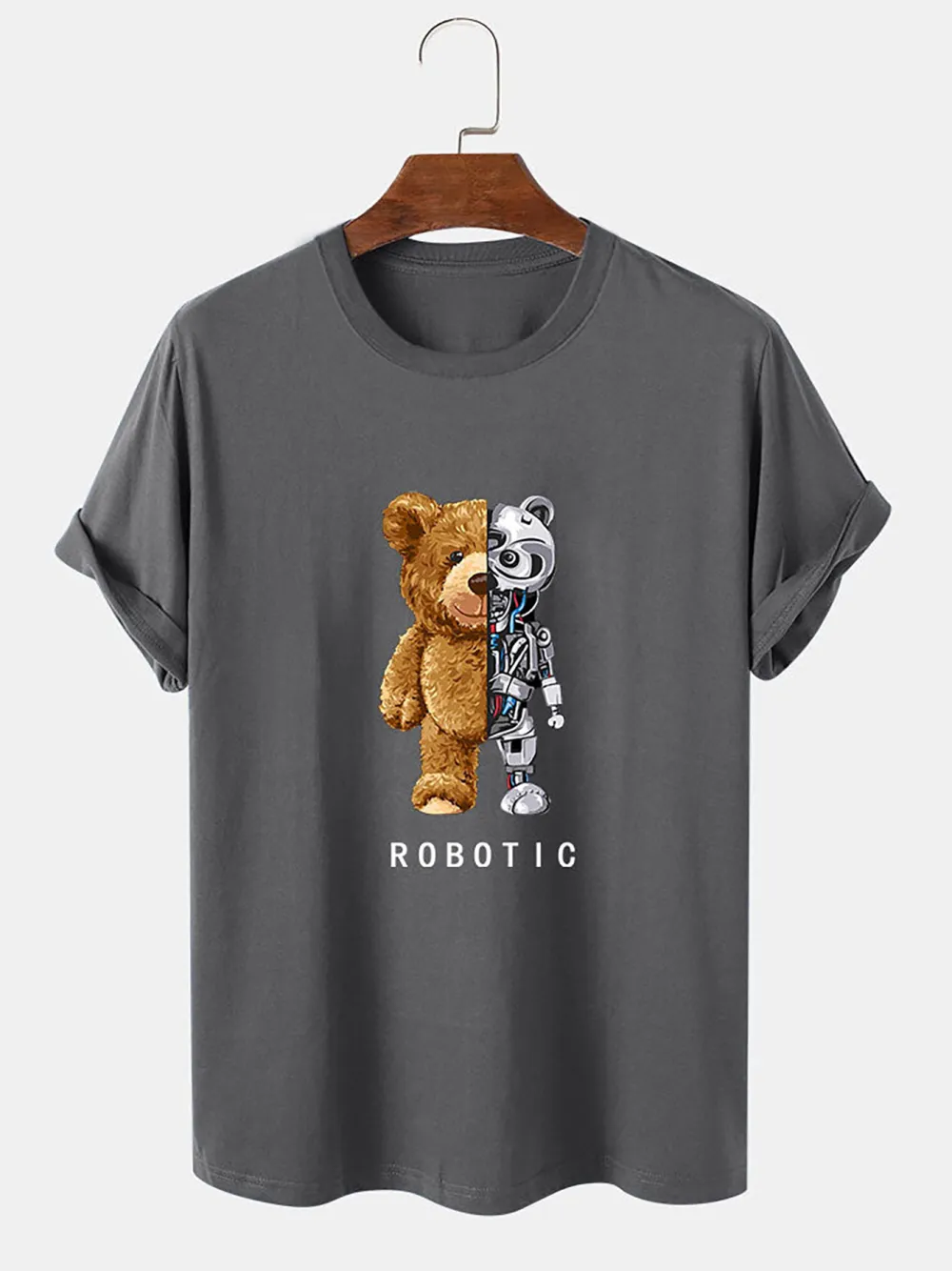 Robot Bear Funny Graphic Cotton T-Shirts