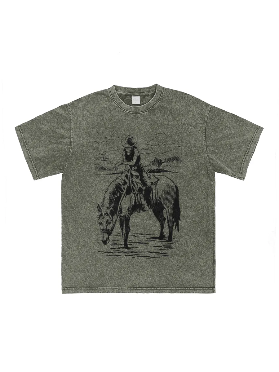 Vintage Wild West Cowboy Mocha T-shirt