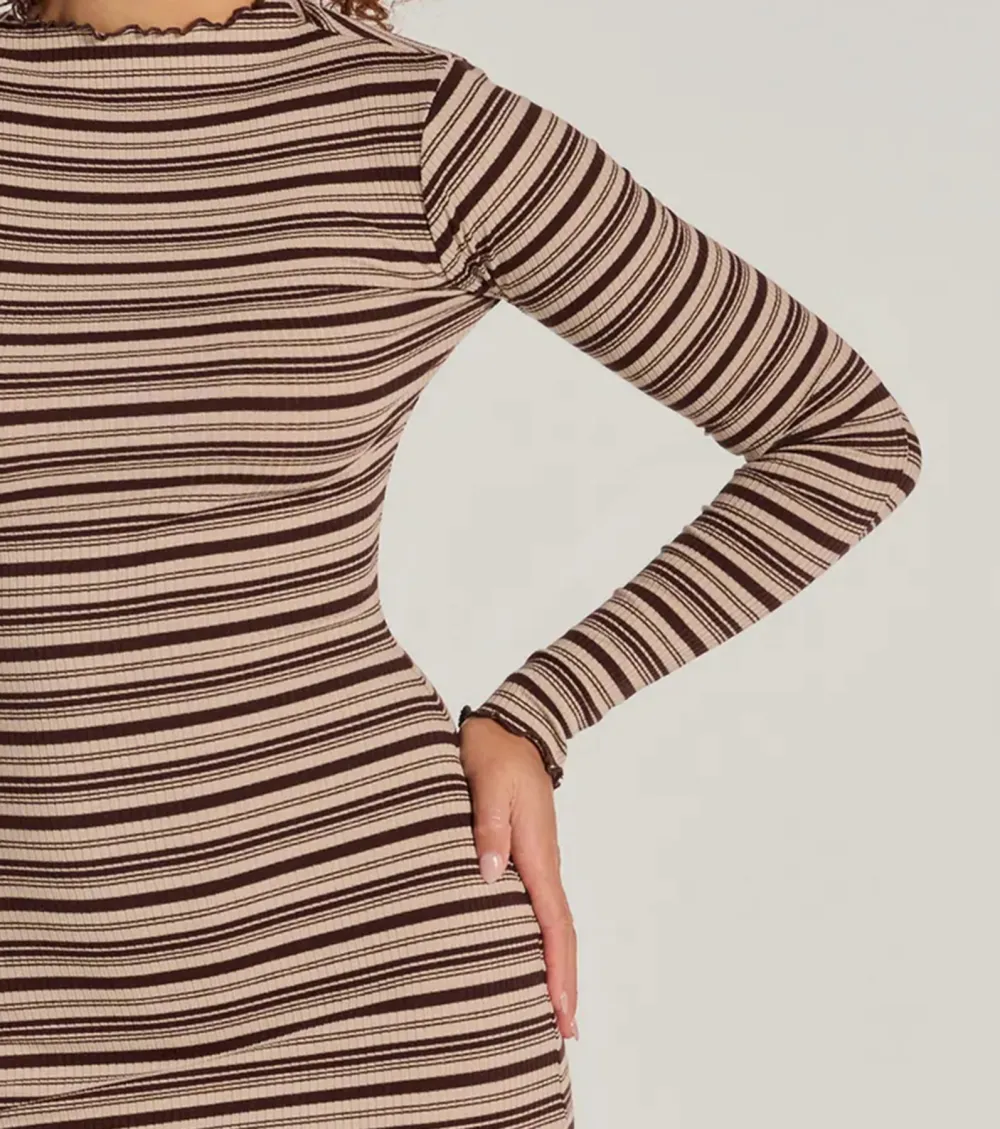 Cozy Style Vibe Striped Knit Long Sleeve Mini Dress