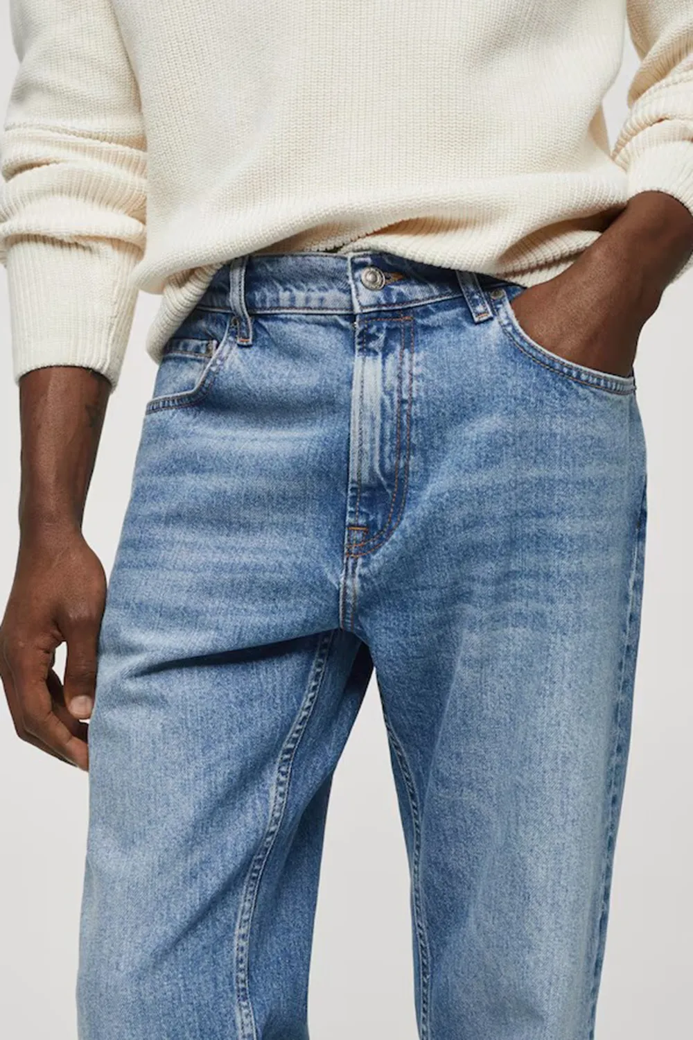 Regular-fit medium-wash jeans