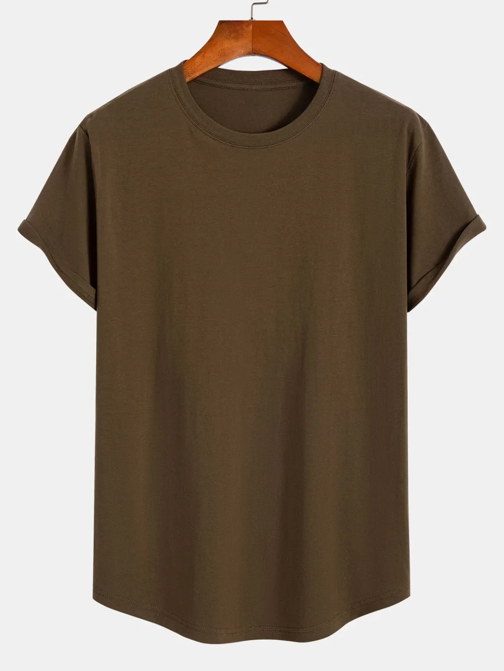 Basic Cotton Arc Hem T-Shirt