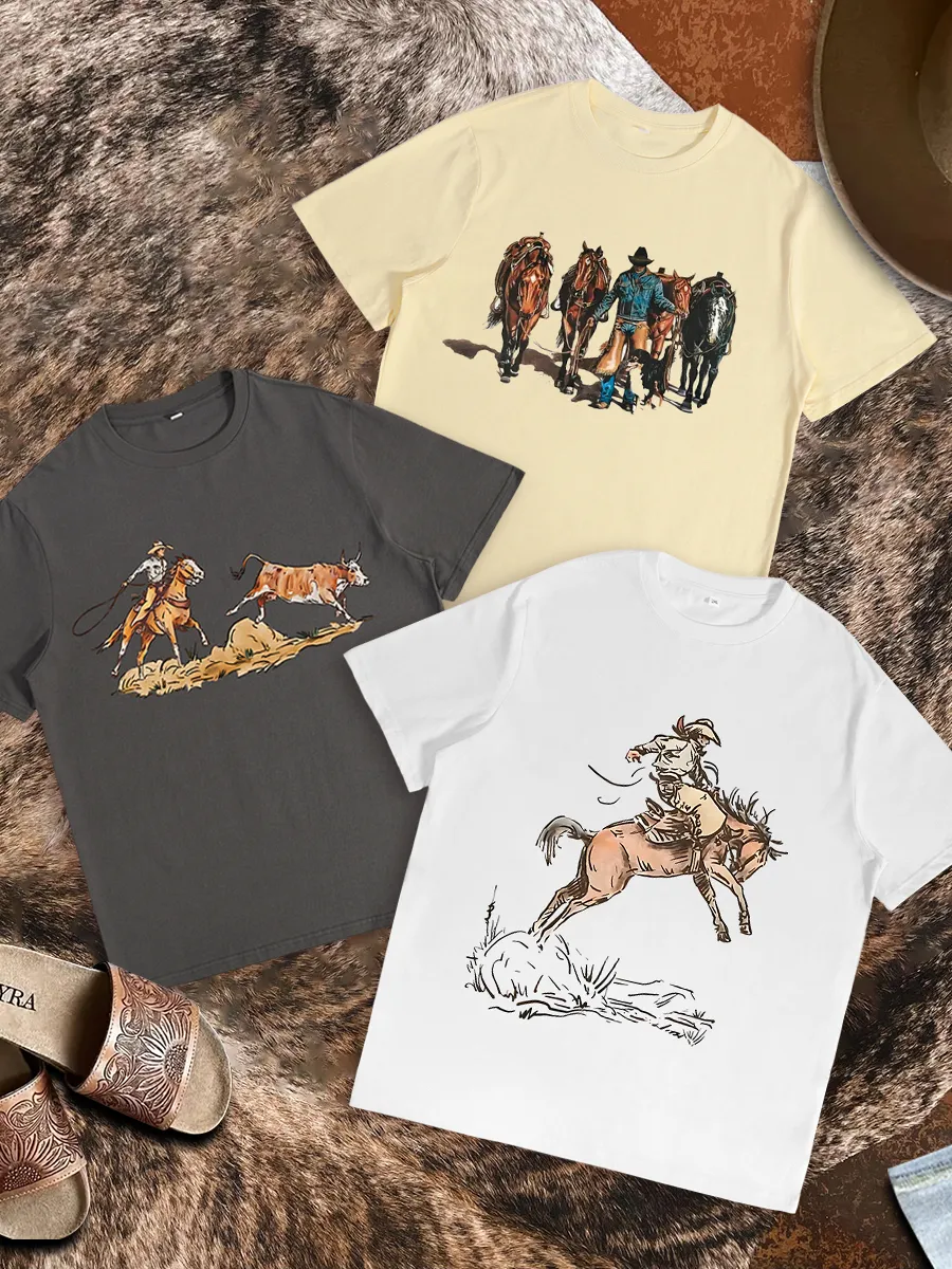 (3-Pack) Wilderness Cowboy Knight Athletic Graphic T-shirt