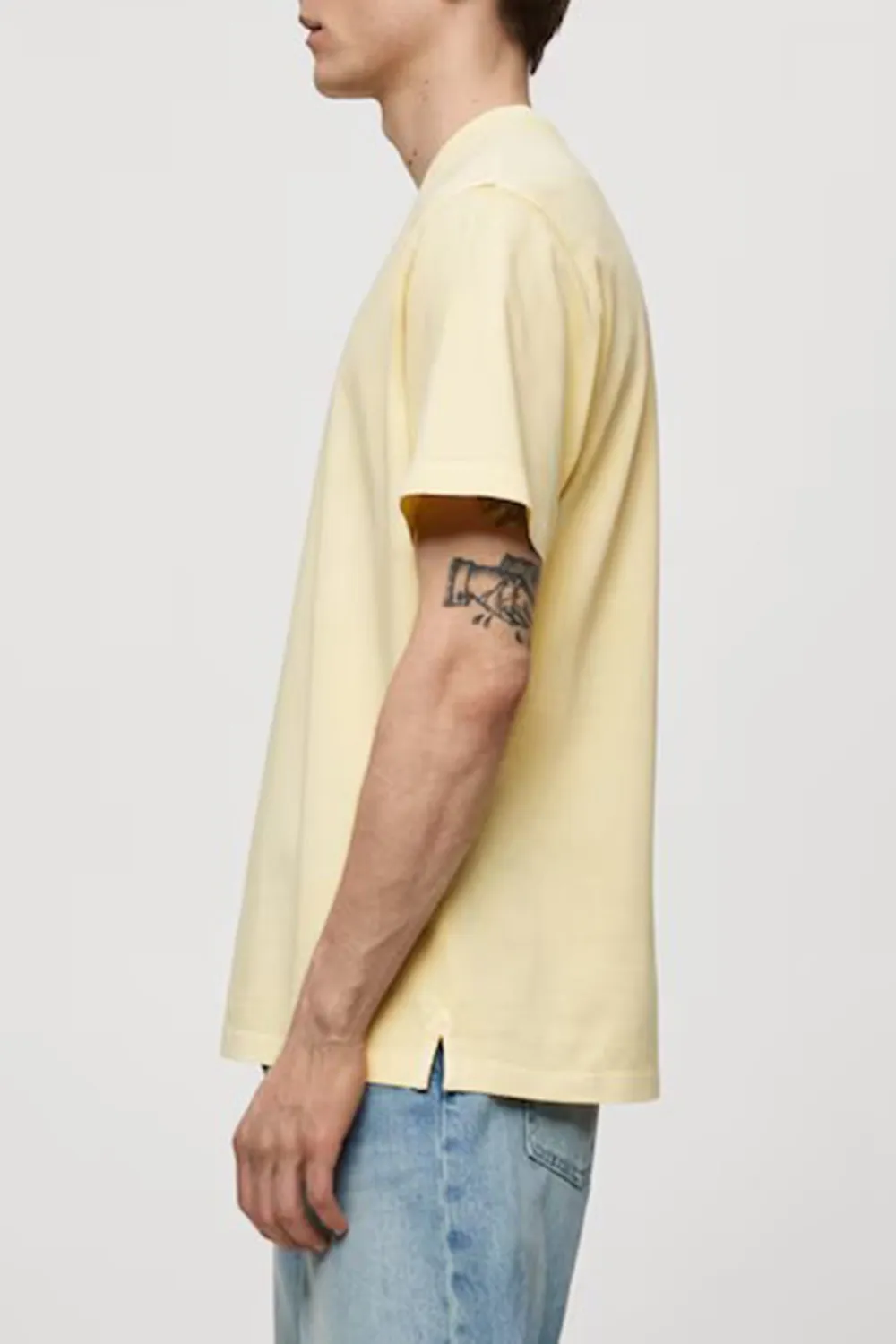 Round-Neck Ribbed Finish T-Shirt