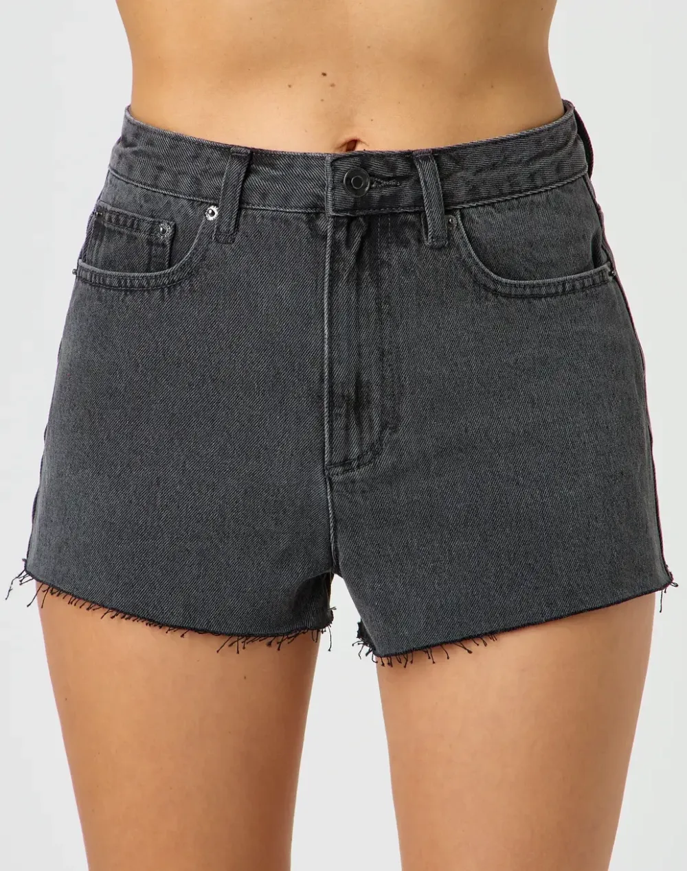 High Rise Denim Mini Short