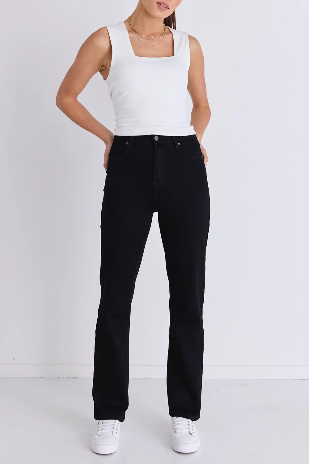 Stadium Black High Rise Straight Super Stretch Jean