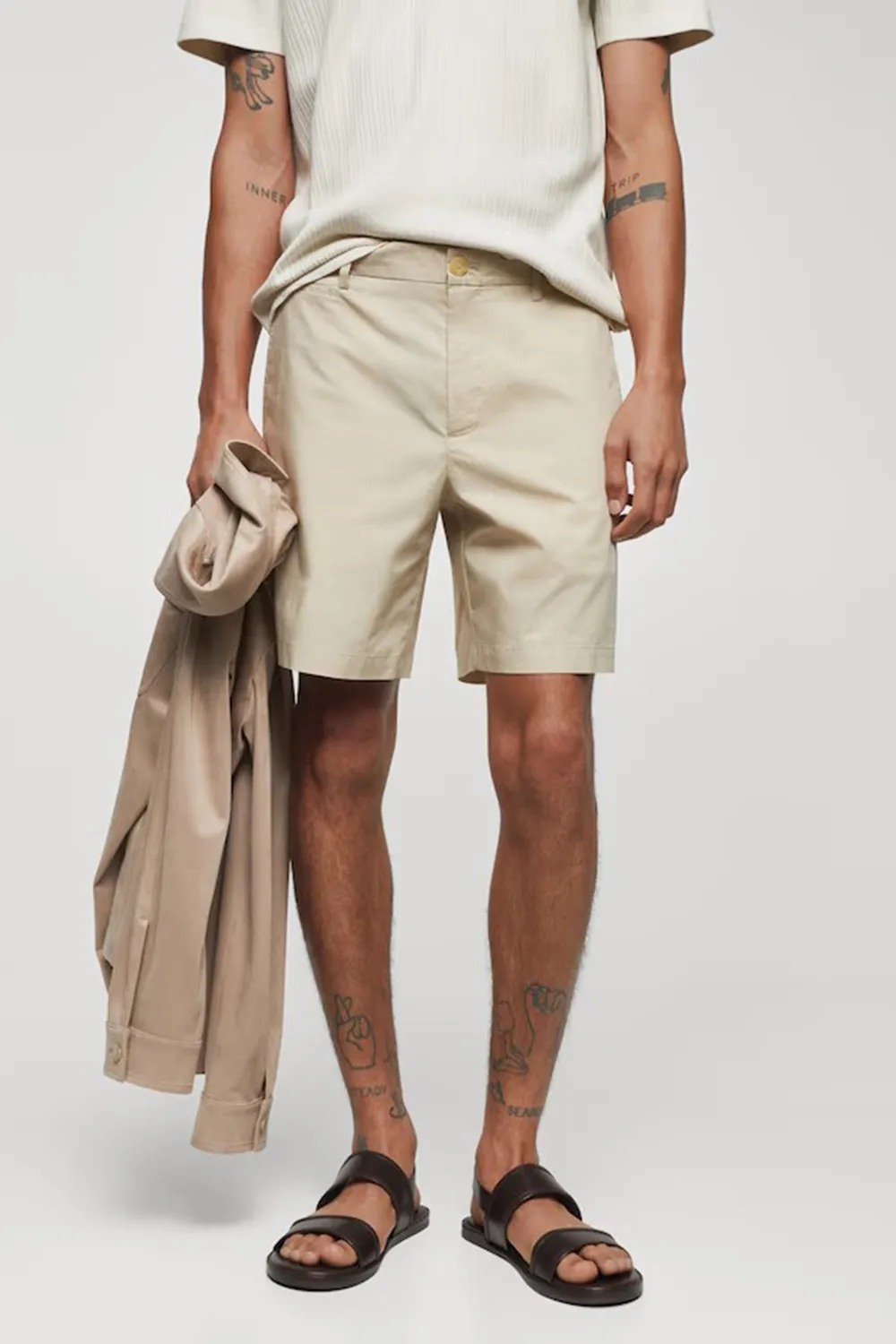 Slim fit cotton Bermuda shorts