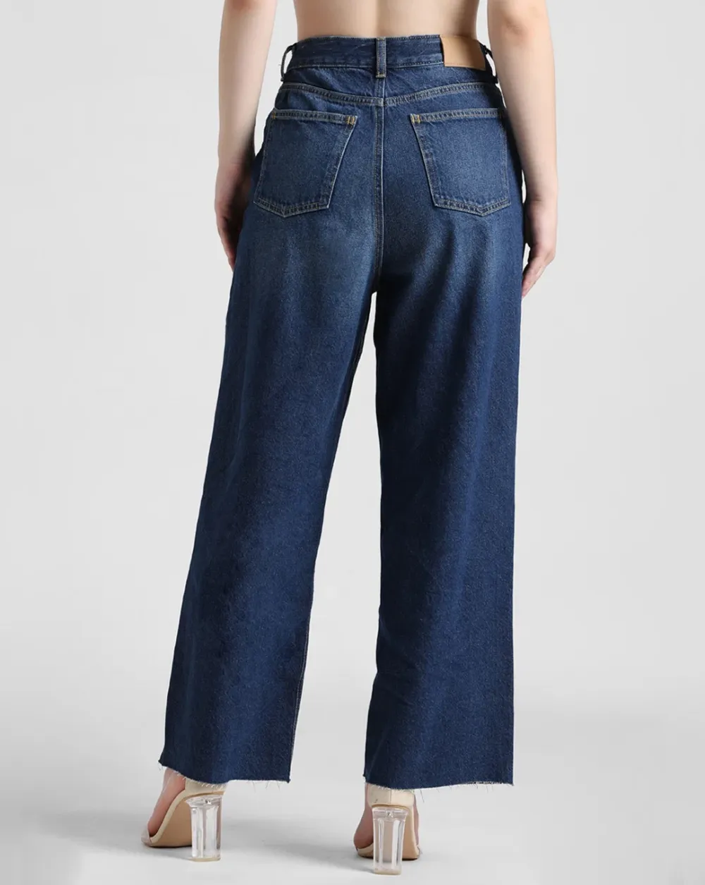 Blue Wide Leg Cropped Jeans