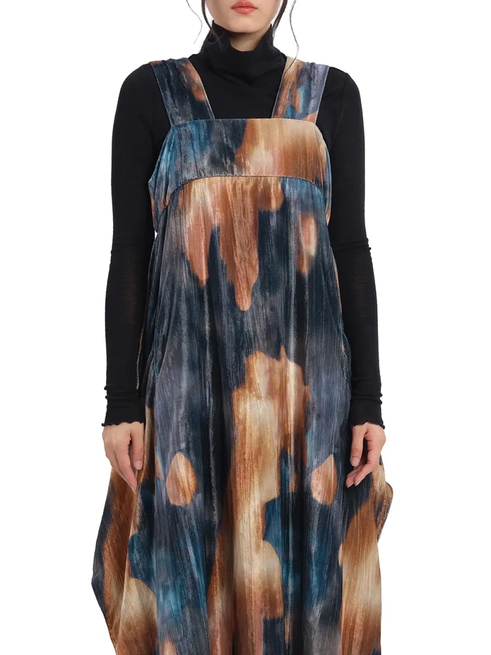 Watercolour Graphic Velour Printed Dress