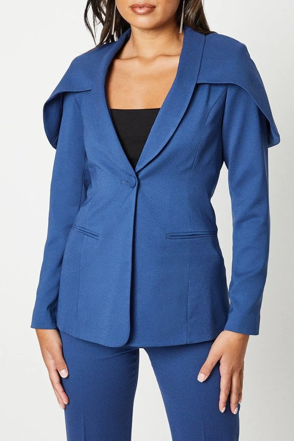 Cape Detail Fitted Blazer