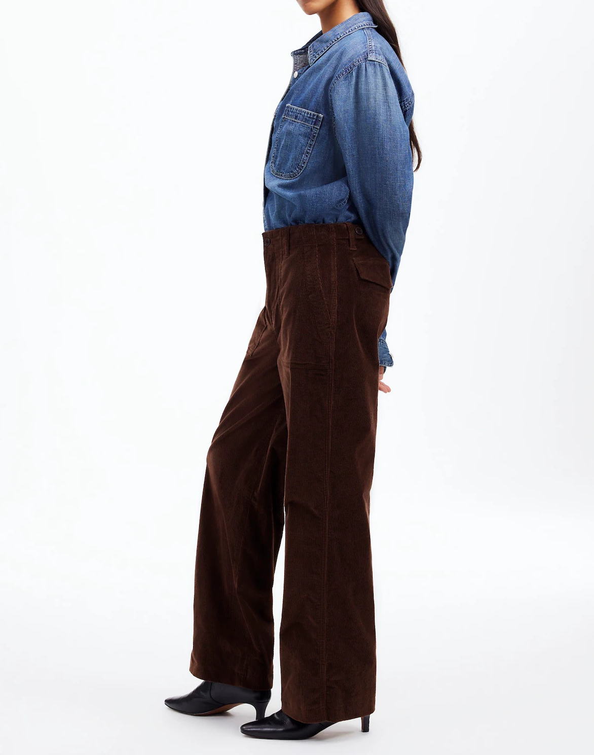 Low-Slung Baggy Utility Pants in Corduroy