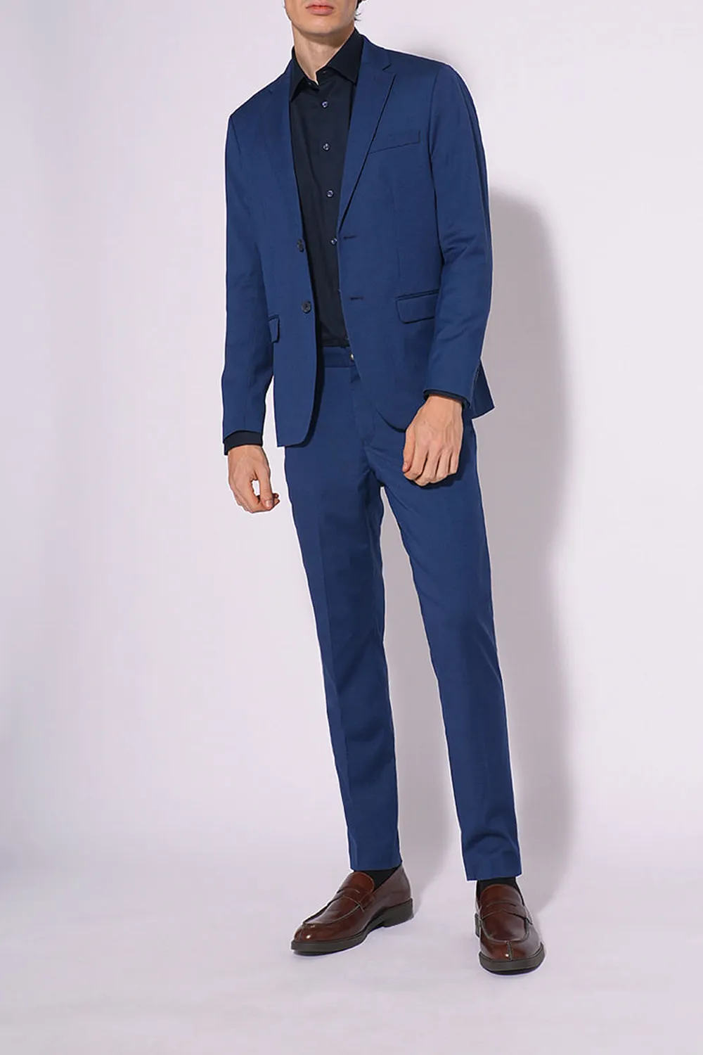 Dark Blue Structured Suit-Set Blazer