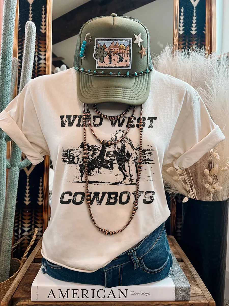 Curvy Wild West Cowboys Graphic T-shirt