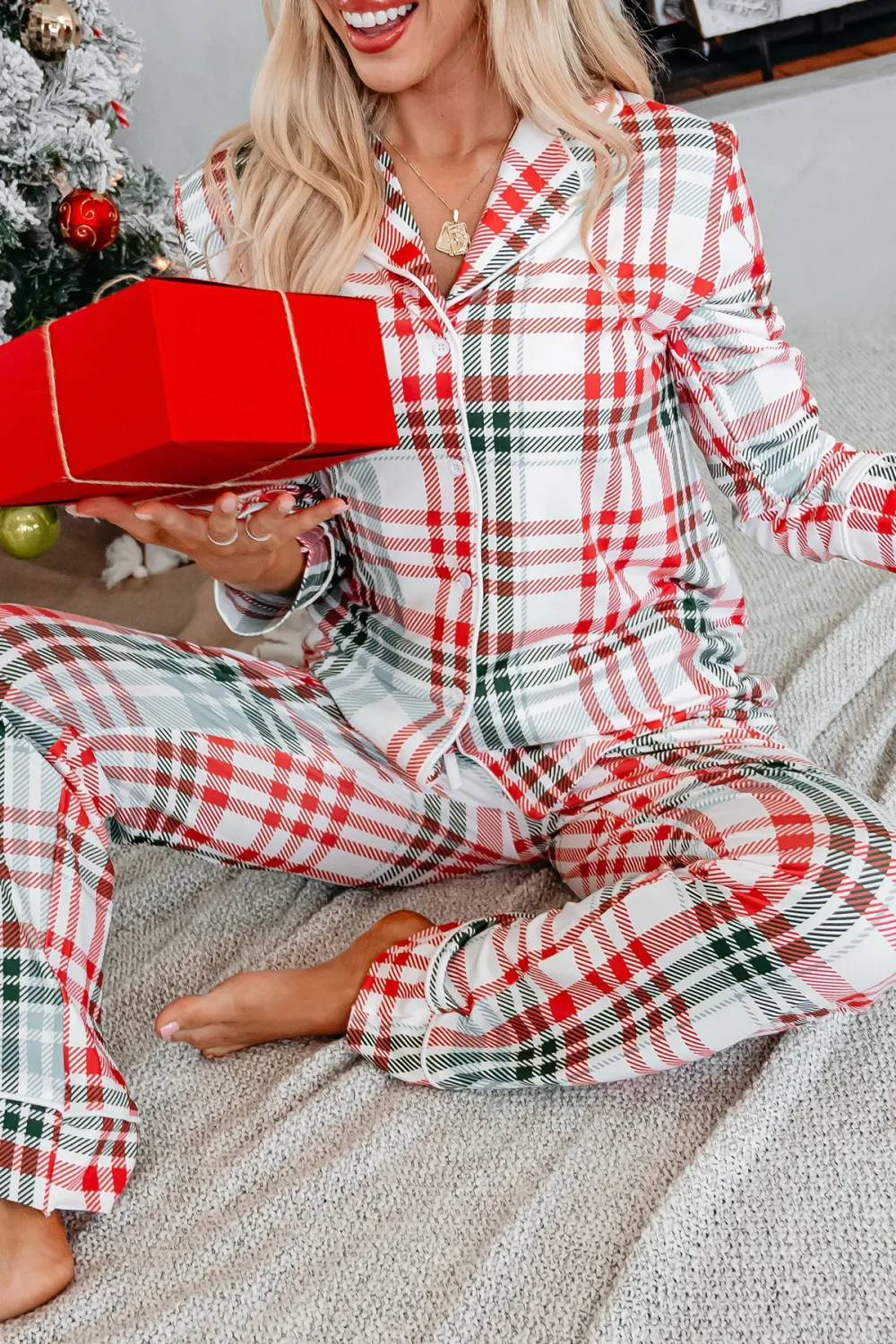 Buttery Soft Red and Green Plaid Pajama Set