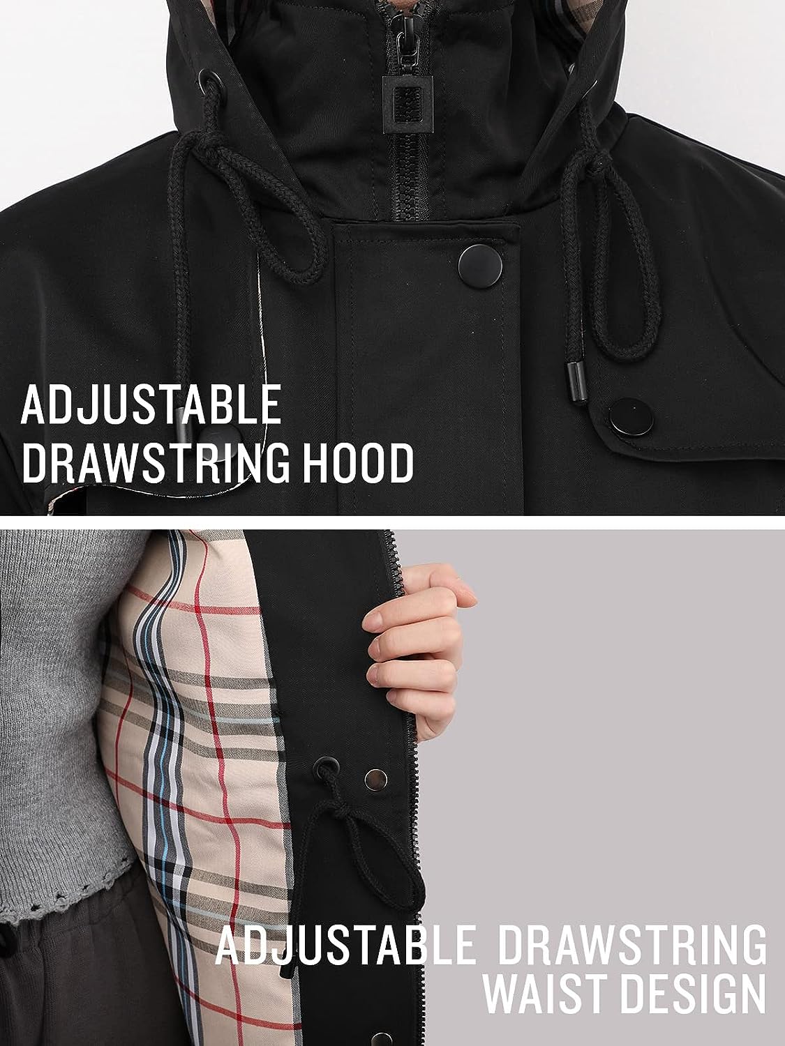 Women's Long Hooded Rain Jacket Outdoor Raincoat Windbreaker