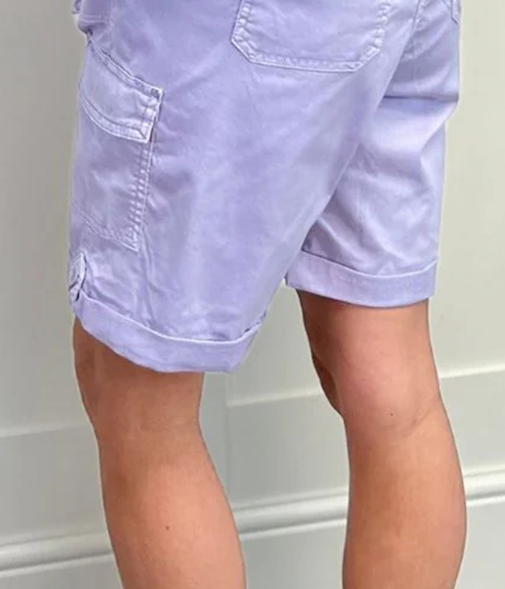 Lilac Long Cargo Shorts