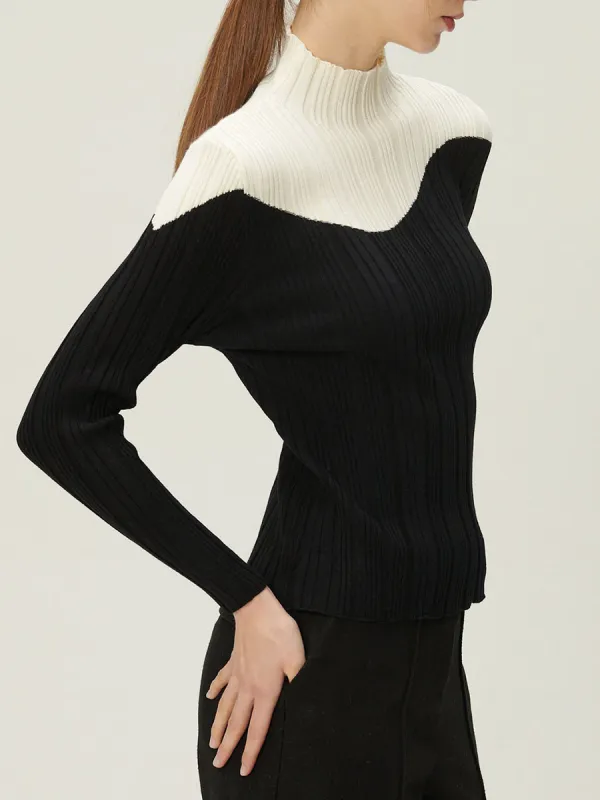 Eva Color Block Ribbed Knit Top