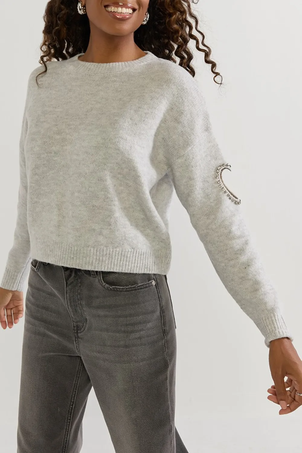 Nicole Sleeve Heart Cutout Sweater