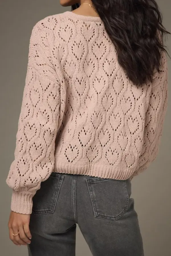 Vivian Heart Pointelle Pullover Sweater