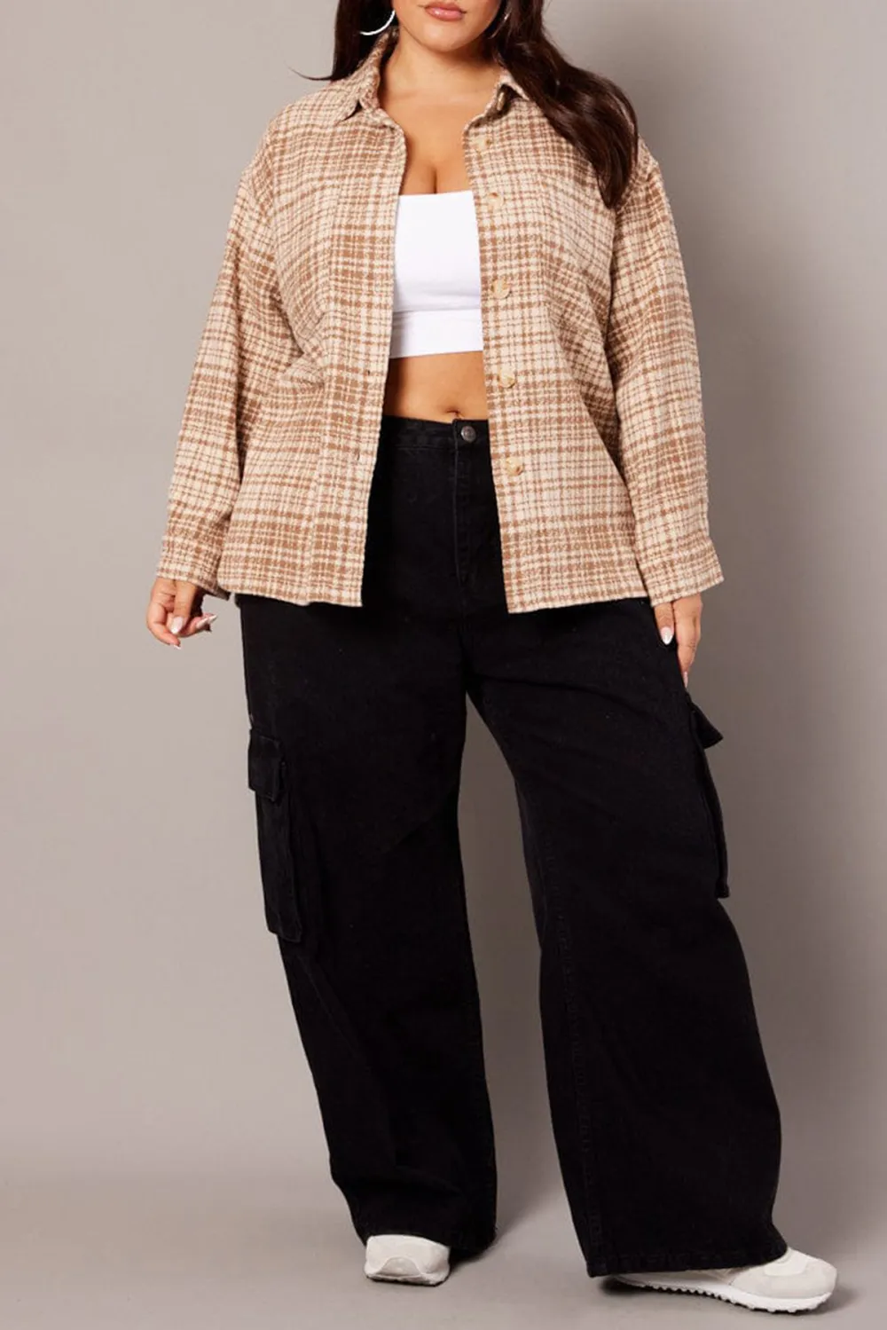 Brown Check Oversized Blazer