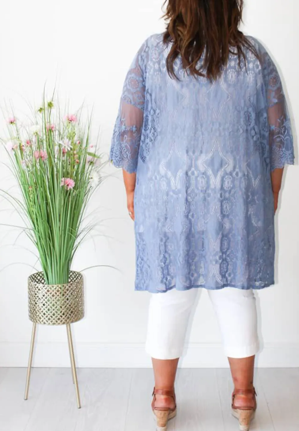 Denim Blue Lace Kimono